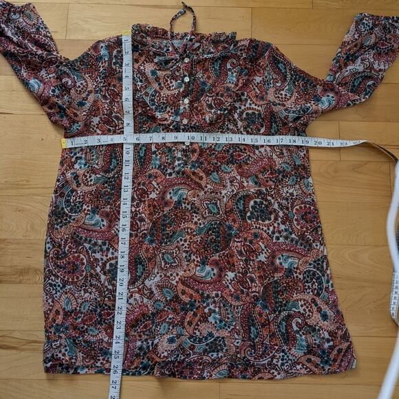 CLOCKHOUSE ruffle collar paisley print blouse Large @X - Picture 11 of 11